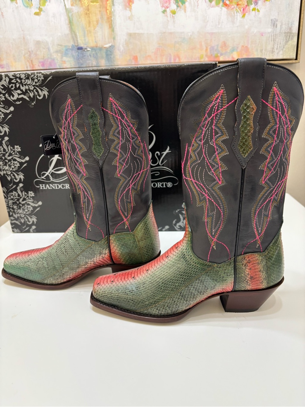 🐍 Dan Post Genuine Watersnake Cowboy Boots — NWT — Sz 7 - Picture 3 of 11